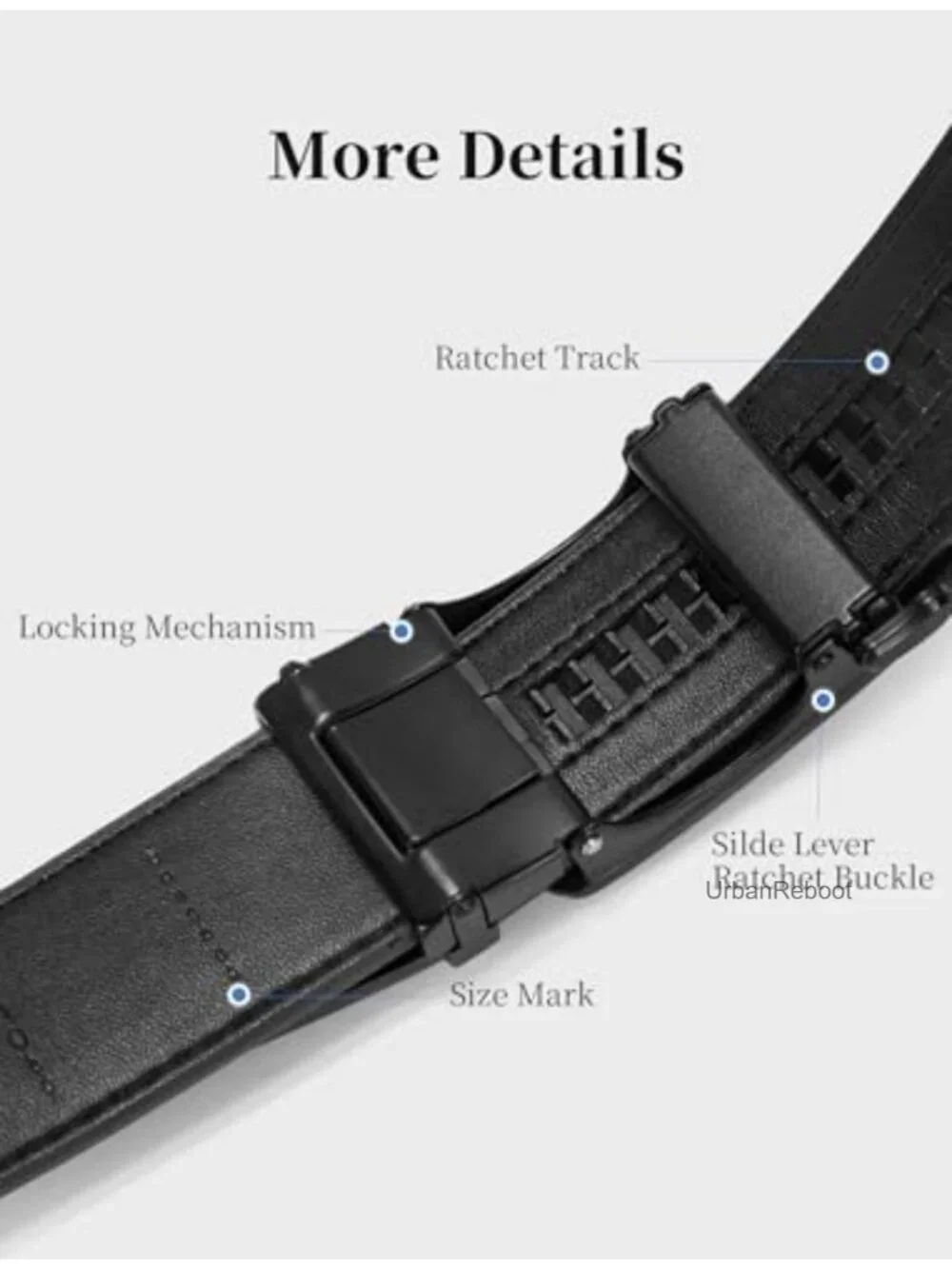 Men's Ratchet Leather Belt Adjustable Trim to Fit Dress Jeans